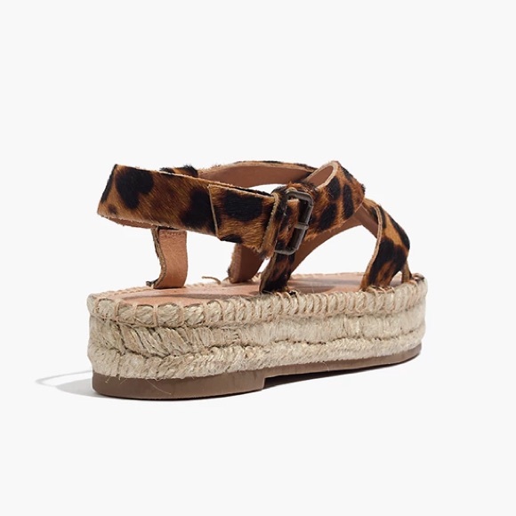 Madewell Malia Espadrille Strappy Sandal in Leopard Calf Hair Sandal Size 8 - Picture 3 of 12
